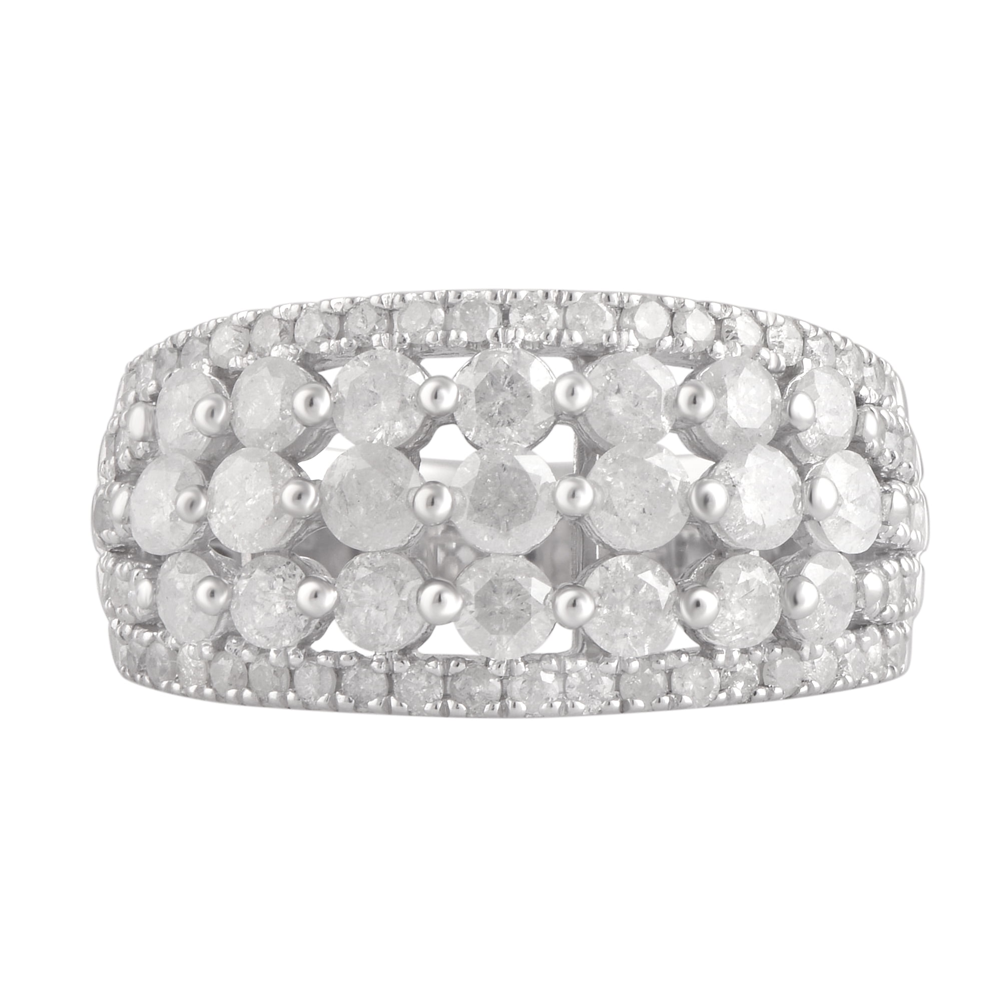 2.00 Carat T.W Diamond Sterling Silver Anniversary Ring. (I-J/I2-I3)