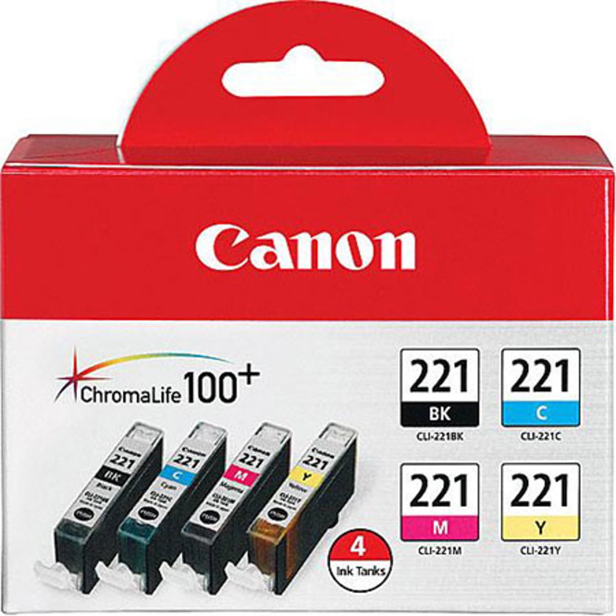 Canon Printer FINE Cartridges CLI-221, 4 Pack - Black, Cyan