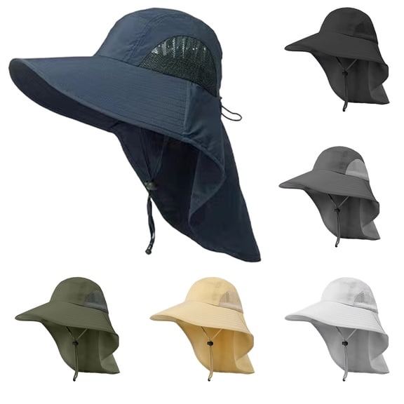 Outdoor UPF50 Mesh Sun Hat Wide Brim Fishing Hat with Neck Flap Sun Hat for Men Women,One Size