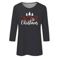 thumbnail image 2 of 3/4 Sleeve Tops for Women 2025 Christmas Spring Winter Crew Neck Casual Tee Shirt Graphic Funny Tshirts (M, Black 01), 2 of 5