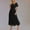 Black, variant on HOMBOM Square Neck Dresses for Women Fashion Black Long Fit & Flare Short Sleeve Solid 2025 Boho Pleated Dresses L