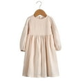 thumbnail image 2 of Ashirexll Girls Long Sleeve Dress, Dresses for Girls, Children Long Sleeve Solid Color Round Neck Dress Casual Ruffle Dress Autumn Dress, 2 of 6