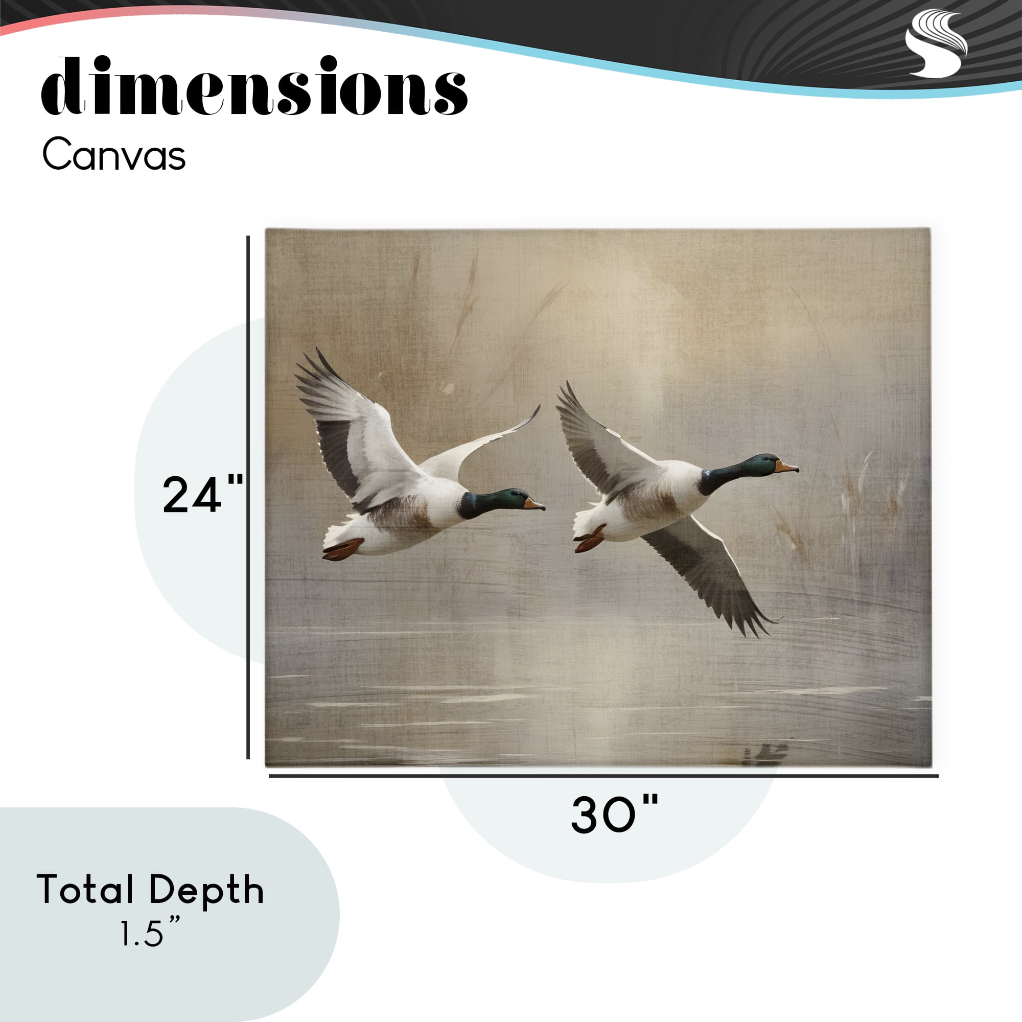 Stupell Industries Mallard Ducks over Pond Canvas Wall Art, design by Susan Arnot