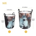 thumbnail image 3 of Sikiie Flower Crown White Horse Print Round Dirty Clothes Basket, Waterproof Standing Foldable Storage Basket, for Laundry Room, Bedroom, Bathroom Storage-Small, 3 of 6