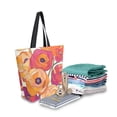 thumbnail image 2 of FORMRS Womens Canvas Tote Bag with Zipper Inner Pocket Shoulder Handbag, Orange Hand Drawn Floral, 2 of 7
