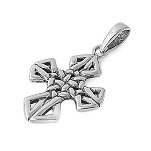 Celtic Knot Cross Pendant .925 Sterling Silver Braided Pointed Ends Charm Jewelry Female Unisex