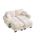 thumbnail image 5 of Chenille Cloud U-Shaped Loveseat Sofa,Stylish petal design Sofa Couch with Movable Ottoman,Exquisite pillows and quilted back cushions,Soft padded armrests,Easy Assembly,Fits Living Room,Cream Beige, 5 of 8