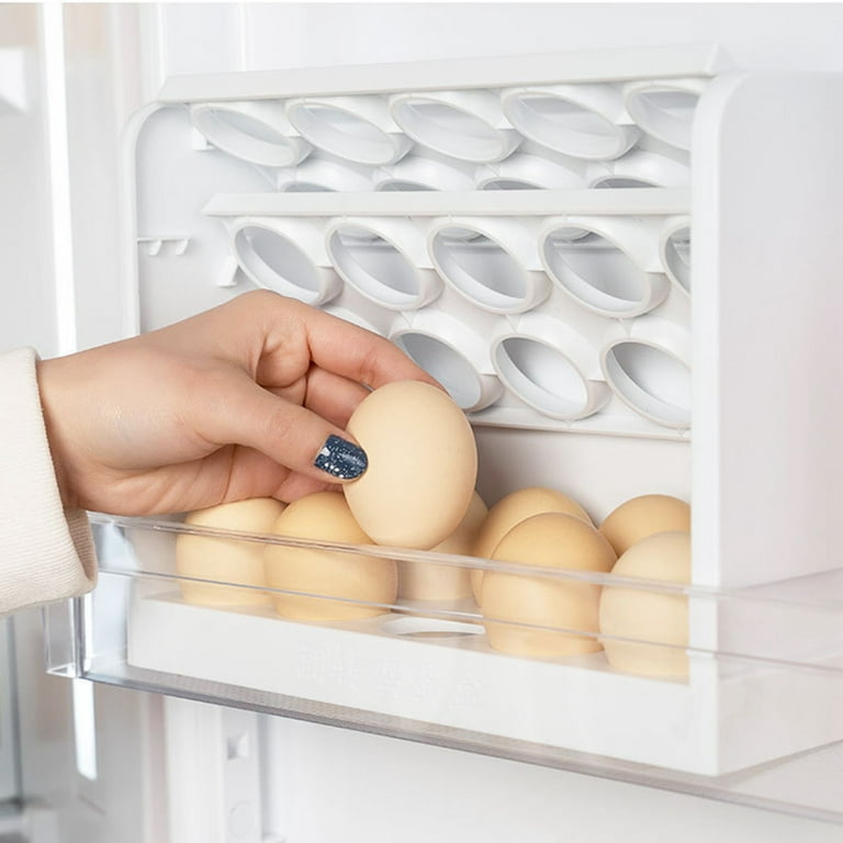 Fridja 30 Grid Egg Holder for Refrigerator, 3-Layer Egg Storage Container, Plastic Chicken Egg Tray Egg Fresh Storage Box for Kitchen Fridge and Table