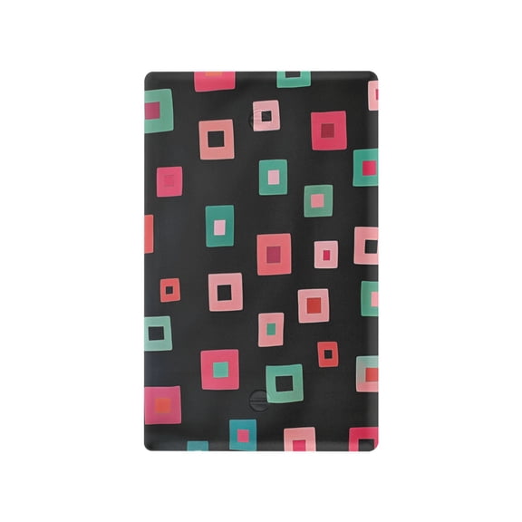 Yayeee Blank Wall Plate Cover 1-Gang 4.5"x2.7" Home Unused Decorative Outlet, Red Block Pattern
