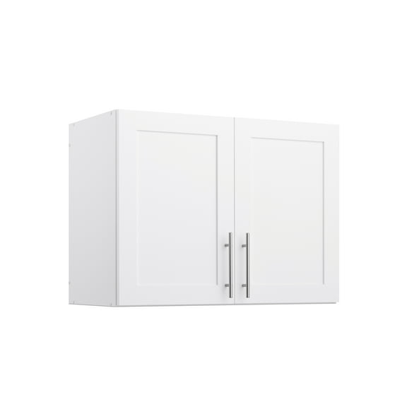 Prepac Elite 24" H Wall Cabinet with Panel Doors, White Storage Cabinet, Bathroom Cabinet, Pantry Cabinet with with 1 Adjustable Shelf 16.75" D x 32" W x 24" H, WSUR-1002-1