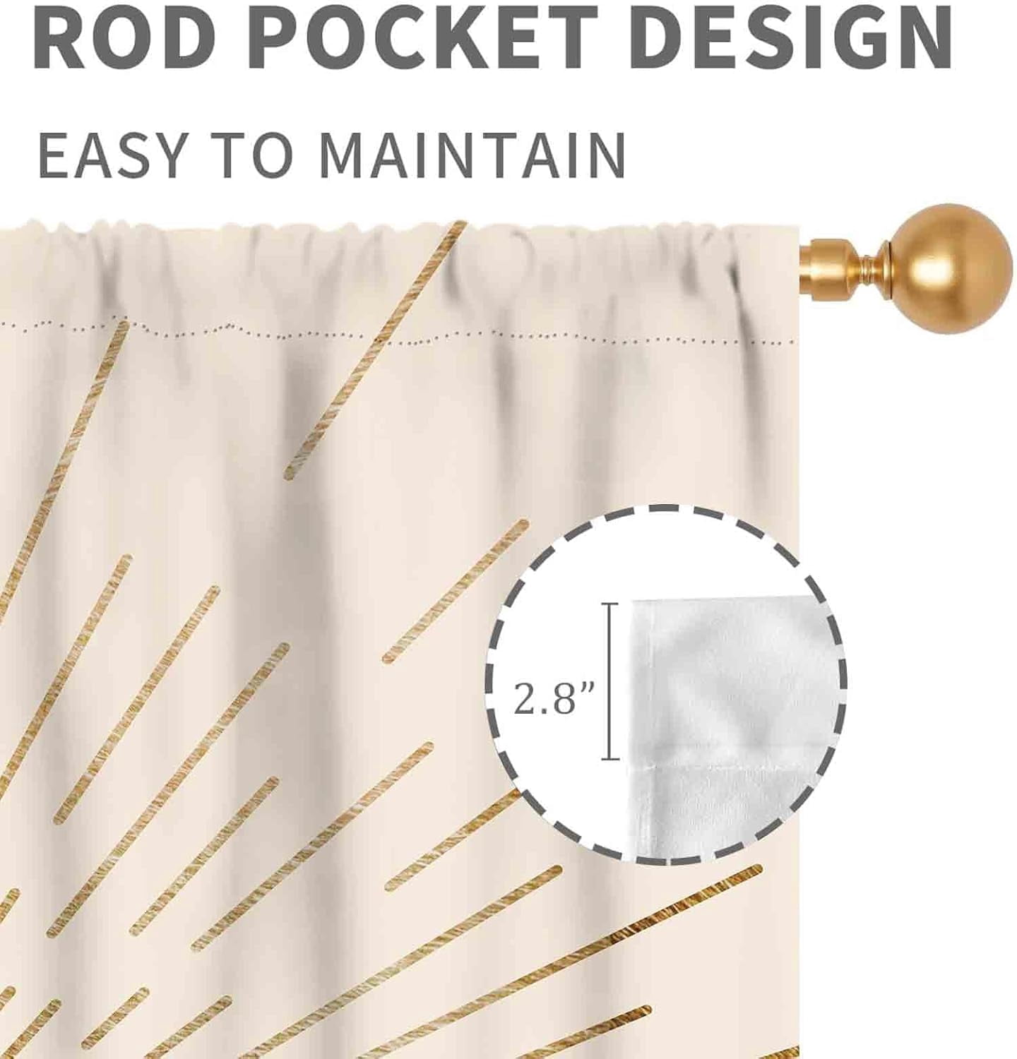 Mid Century Abstract Curtains, Boho Minimalist Sun Modern Sunset Sunrise Geometric Art Print Retro Sun Arch Window Drapery Treatments for Bedroom Living Room Kitchen Bathroom 2 Panels, 42x84in