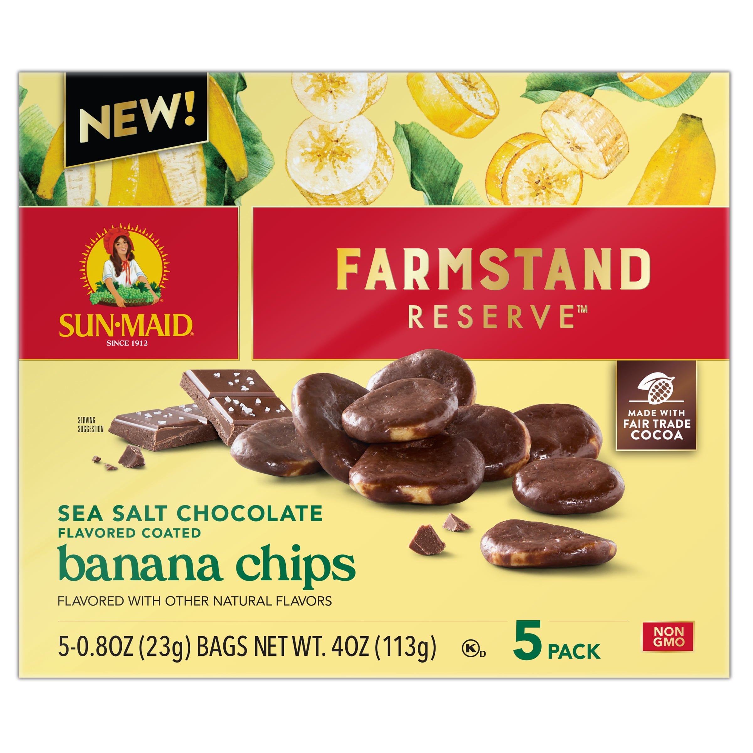 Sun-Maid Sea Salt Chocolate Banana Chips 0.8oz Bag with Fair Trade
