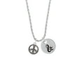 thumbnail image 2 of Delight Jewelry Silvertone Beaded Peace Sign Silvertone Script Initial Disc - & - Charm Necklace, 20"+3", 2 of 4