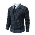 thumbnail image 3 of IYTR Men's Solid Knitted Full Zipper Cardigan Sweater Hoodedless Long Sleeve Pullover Warm Jacket Winter Outerwear with Pockets Blue L, 3 of 5