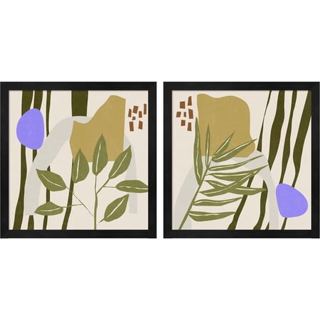 Great Art Now Far Away Place by Melissa Wang, 2 Piece Framed Art Set Each 13"W x 13"H