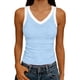 thumbnail image 1 of Mujeres Blusas de Verano sin Mangas Cuello en V Cuello Sólido Camiseta, Poliéster Suave Desgaste Diario Casual, Longitud Regular, 1 of 5