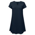 thumbnail image 4 of Cyber&Monday Deals Women's Shift Dress V-Neck Short Sleeve Cotton Line Dresses Solid Color Loose Fit T-Shirt Tunic Short Dres, 4 of 8