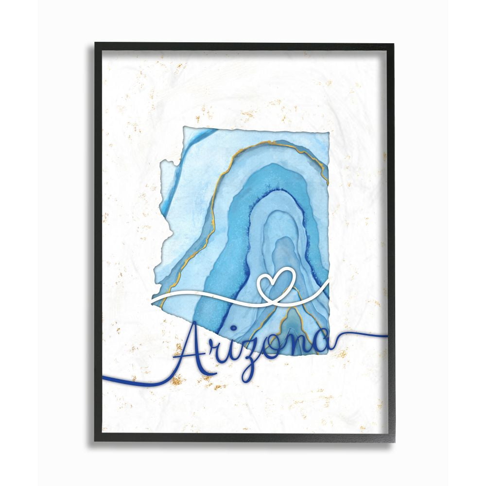 Stupell Industries Arizona Agate Blue US State Design Framed Wall Art by Ziwei Li