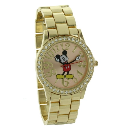 Disney Women's Mickey Mouse Rhinestone Accent Gold-Tone Bracelet Watch MK2255AB