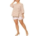 thumbnail image 2 of Unique Bargains Women's Plus Size Top 3/4 Sleeve Cut Out Floral Blouses 1X White, 2 of 6