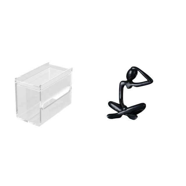 Dispensador de pañuelos de acrílico moderno y estatua de pensador abstracto. Caja de almacenamiento decorativa para pared, estante, escritorio o como