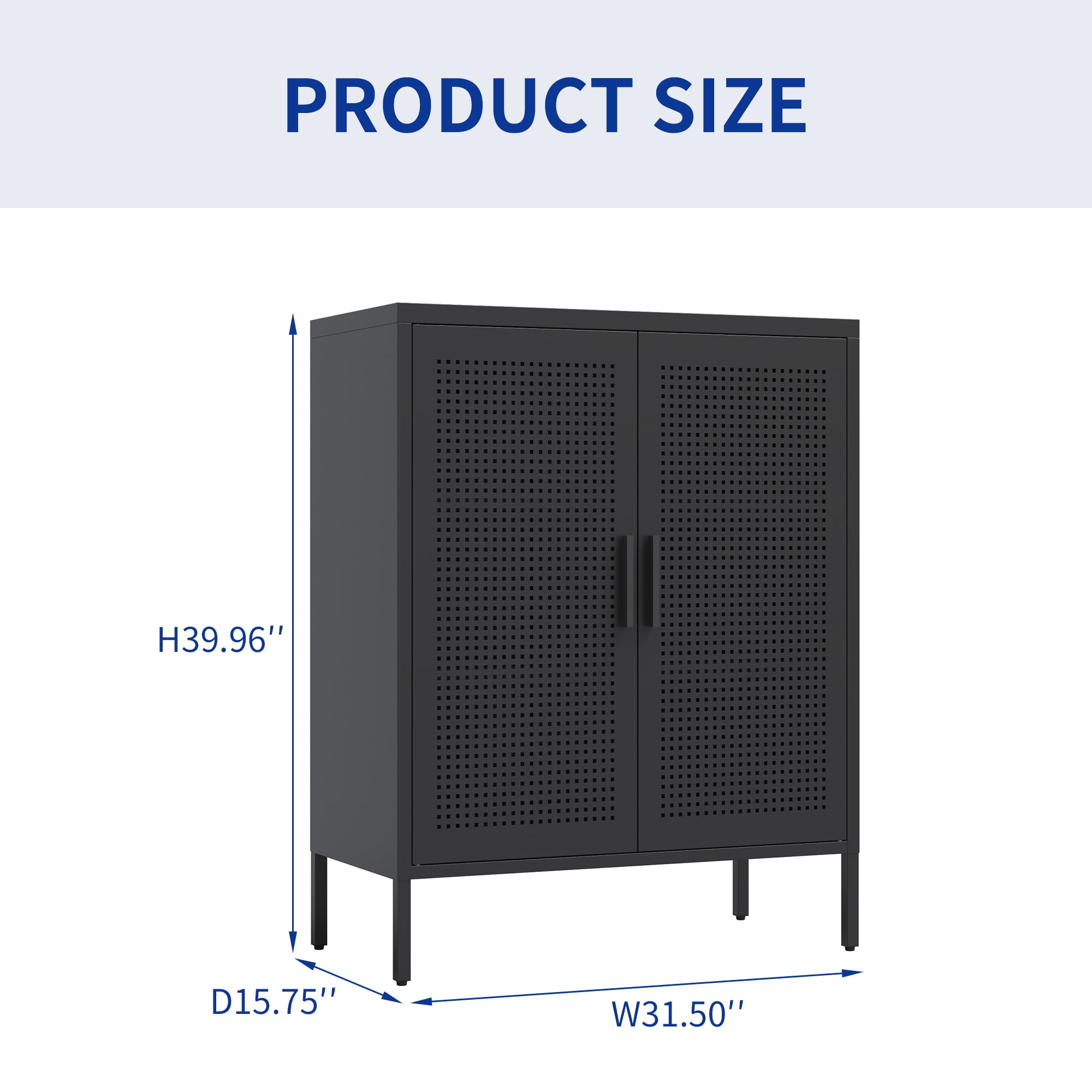 Metal Storage Cabinet with 2 Doors and 2 Adjustable Shelves, Steel Lockable Garage Storage Cabinet, Metal File Cabinet for Home Office School Gym, Black