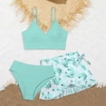 thumbnail image 2 of kpoplk Girls Swimsuit 3PCS Bikini Sets,Adjustable Shoulder Strap Bathing Suits 5-14Y Girls' Swimwear with Cover Up Skirt(Mint Green,8-9 Y), 2 of 4