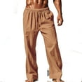 thumbnail image 6 of Stamzod Men's Pants Solid Color Summer Imitation Cotton and Linen Pants Casual Plus Size Vacation Beach Trousers with Pocket Brown XXXL, 6 of 6