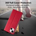 thumbnail image 2 of Premium PU Leather Flip Folio Case for iPhone 14/iPhone 13, Magnetic Closure Protective Case Kickstand Card Cash Slot Shockproof Durable Wallet Cover Soft TPU Inner Phone Case - Red, 2 of 14