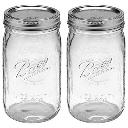 Ball Wide Mouth 32Ounces Quart Mason Jars with Lids and Bands, Set of 2