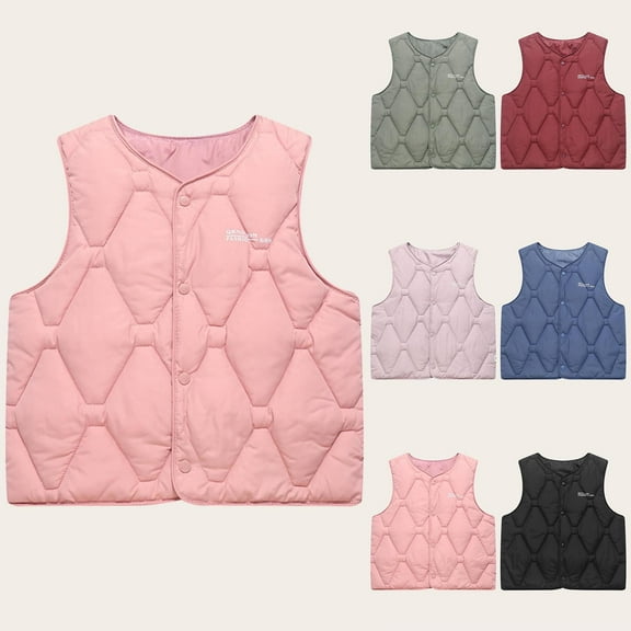 ATOGUTA Kids Puffer Vest Lightweight Sleeveless Jackets Winter Fall Vests Quilted Coat for Boys Girls Size 7-15, Pink