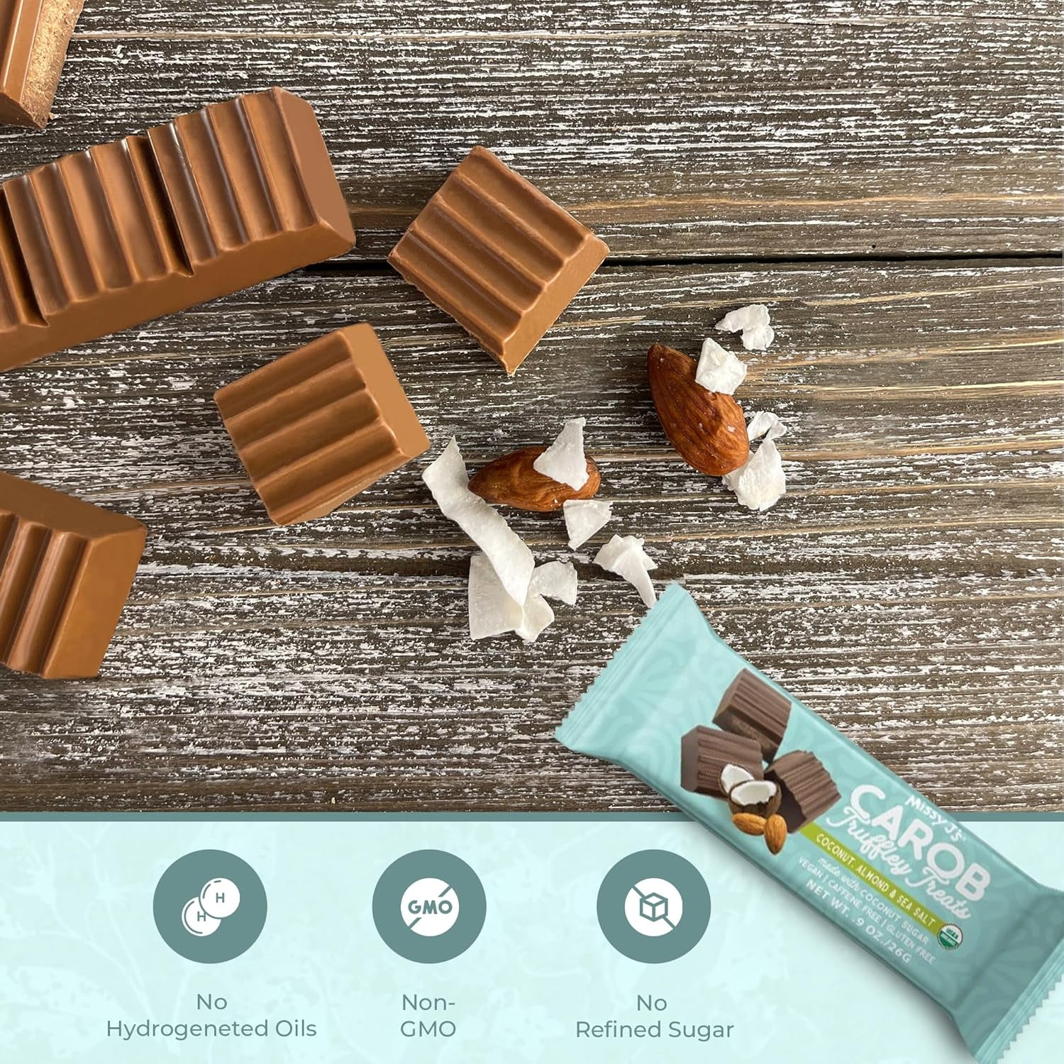 Missy J’s Organic Carob Coconut Almond and Sea Salt Truffley Treat Healthy Low Calorie Snack 12 Pack