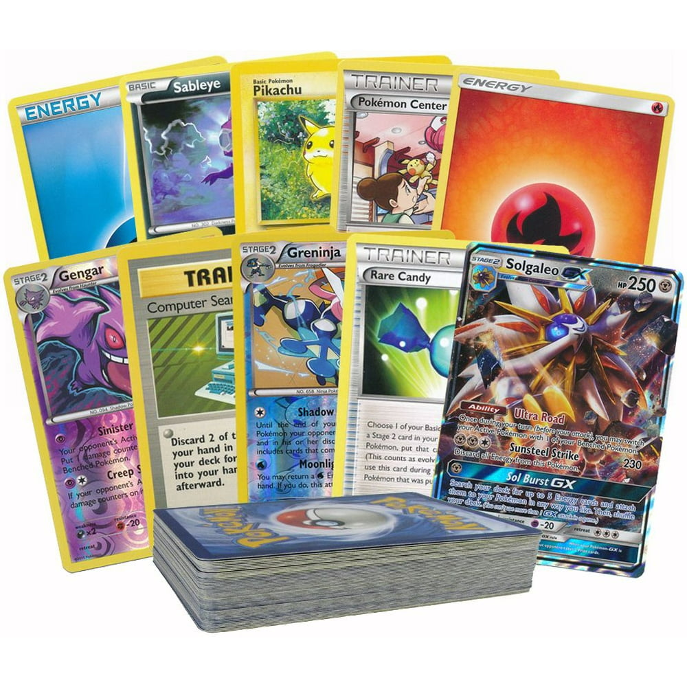 50 Pokemon Card Pack Lot Featuring a Legendary GX! Rares, Foils and