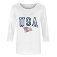 thumbnail image 4 of Plus Size USA Flag Tshirts for Womens 4th of July Patriotic Shirts Teen Girls Fashion 3/4 Sleeve Crewneck Tunic Tops Loose Fit Stars Striped Shirts Flag Memorial Day Graphic Tee Independence Day, 4 of 5