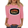 thumbnail image 2 of HOMBOM Womens T-Shirts Summer Graphic Tees Graphic Retro 1996 Print Basic Pink Crew Neck Tops for Young Woman, 2 of 4