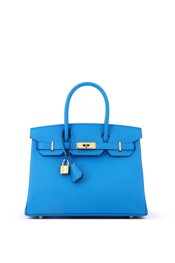 Pre-Owned Birkin Handbag Bleu Zanzibar Epsom with Gold Hardware 30 By Rebag