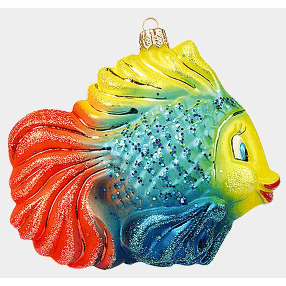 Colorful Tropical Fish Polish Mouth Blown Glass Christmas Ornament ...