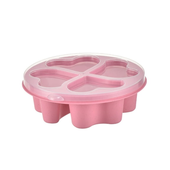 Rbaofujie Office Supplies Heart-shaped Fruit Snack Candy Box With Straw Lunch Box Four Compartments Refreshment Box Transparent Lid Across The Border Snack BoxBlue