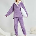 thumbnail image 7 of 2 Piece Thermal Hoodies Pajamas Set for Women Ultra Soft Plush Velvet Homewear Loungewear Outfits Purple,M, 7 of 7
