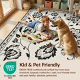 thumbnail image 4 of Design&I 6'x9' Washable Area Rug Sleek Flatweave Pet Friendly Black White Elegant Floral and Vine Design Intricate Blossom Motifs with Graceful for Queen Size Bedroom, Under Bed, 4 of 7