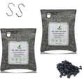 thumbnail image 2 of Bamboo Charcoal Bags Odor Absorber, 2 Packs 100g Charcoal Deodorizer Bags with Hooks, Nature Bamboo Charcoals Air Purifying Bags Activated Charcoals Odor Absorbers for Cars Pet Closet Bathroom, 2 of 4