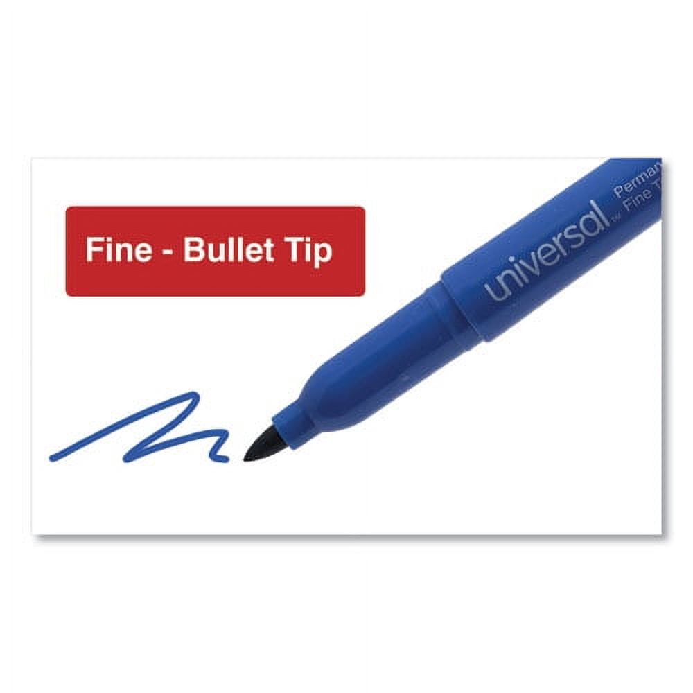 Pen-Style Permanent Marker, Fine Bullet Tip, Blue, Dozen | Bundle of 10 Dozen