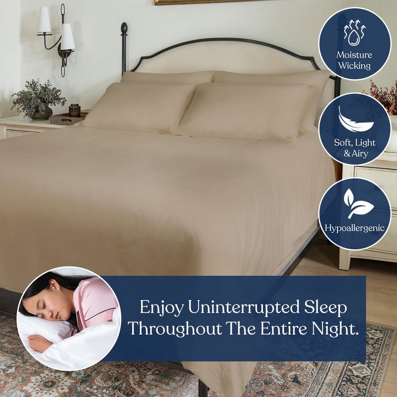 Delara GOTS Certified 100% Organic Cotton King Pillowcase Set of 2, 21"x36", 400TC Long Staple, Ultra Soft, Breathable & Smooth, Natural