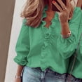thumbnail image 2 of DXOUPM Women's Long Sleeve Shirts V Neck Dressy Ruffle Elegant Blouse Work Shirt Going Out, 2 of 3
