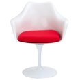 thumbnail image 1 of Plata Decor White Tulip Arm Chair with Red Cushion, 1 of 3