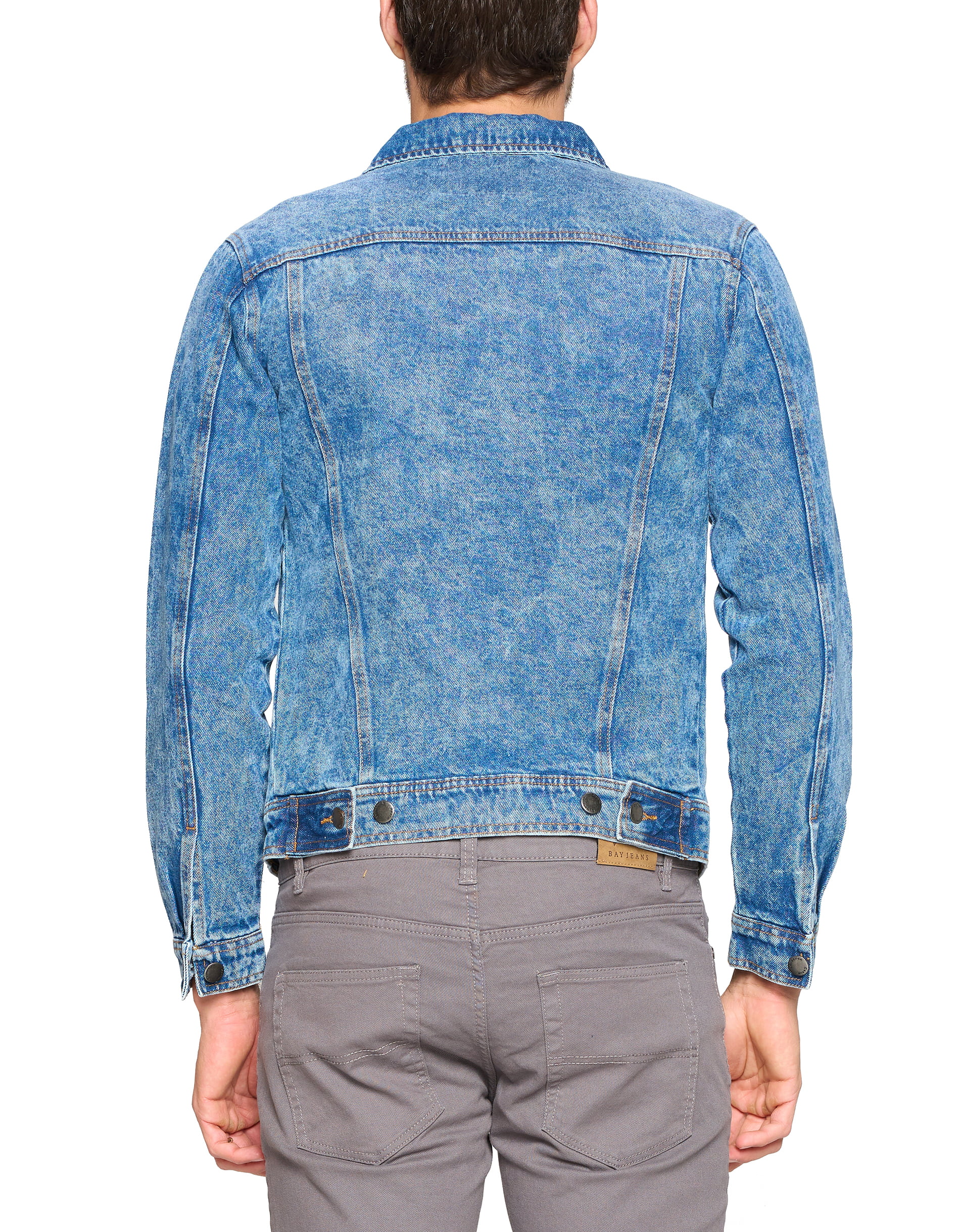 Red Label Men's Premium Casual Faded Denim Jean Button Up Cotton Slim Fit  Jacket (Mineral Black, S) 