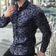 thumbnail image 3 of Camisas Cuello De Hombre Fashion Men's Casual imprimió Floral Long Sleeve Button T Shirt Top Blouse (Blue, 5XL), 3 of 6