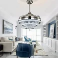 thumbnail image 2 of More Change 42" Retractable Crystal Ceiling Fan Light Silver Chandelier w/ LED kit Remote, 2 of 17