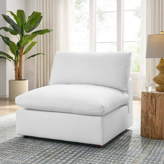 Modway Commix Down Filled Overstuffed Armless Chair in Pure White