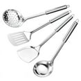 thumbnail image 1 of Kitchen Utensil Set with Long Handle Wok Spatula Turner, Slotted Spoon, Ladle, and Frying Spatula – 4-Piece Non-Reactive Cookware Tools, 1 of 9